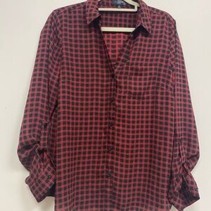 The Limited Red and Black Plaid Button Down Shirt